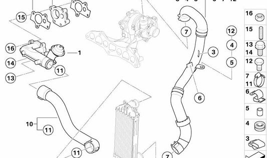 Tubo de la válvula de estrangulación OEM 11617790864 para MINI R50 One D (03/2003 - 11/2006). Original MINI.