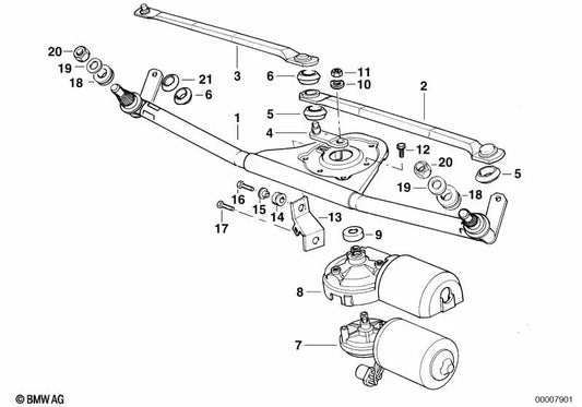 Brazo limpiaparabrisas delantero OEM 61611387406 para BMW Serie 3 E36 (316g, 316i) y más. Original BMW.