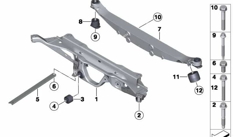 Silentblock goma suspensión trasera OEM 33309804479 para MINI R60, R61 (Cooper, Cooper D, Cooper ALL4, Cooper S ALL4). Original MINI.