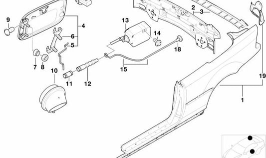 Rivestimento completo posteriore OEM 41347130268 per BMW Serie 3 E46 (316Ci, 318Ci, 320Ci, 325Ci, 330Ci). BMW originale.