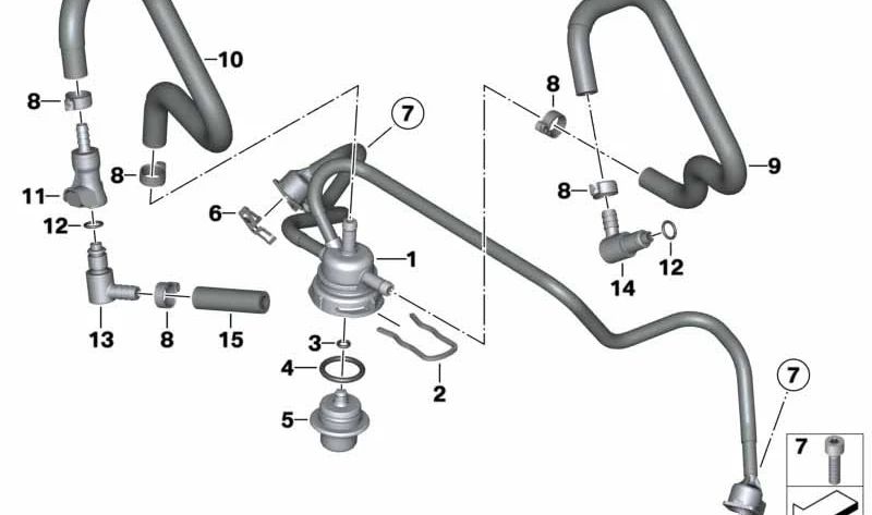 Tubo di ingresso del carburante OEM 13538543954 per BMW Motorrad R Ninenet, R Nine Pure, R Ninenet Scrambler ... e altro ancora. BMW MOTORAD originale.