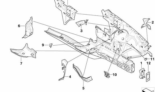 Front left wall reinforcement OEM 41113403487 for BMW E83 (X3). Original BMW.