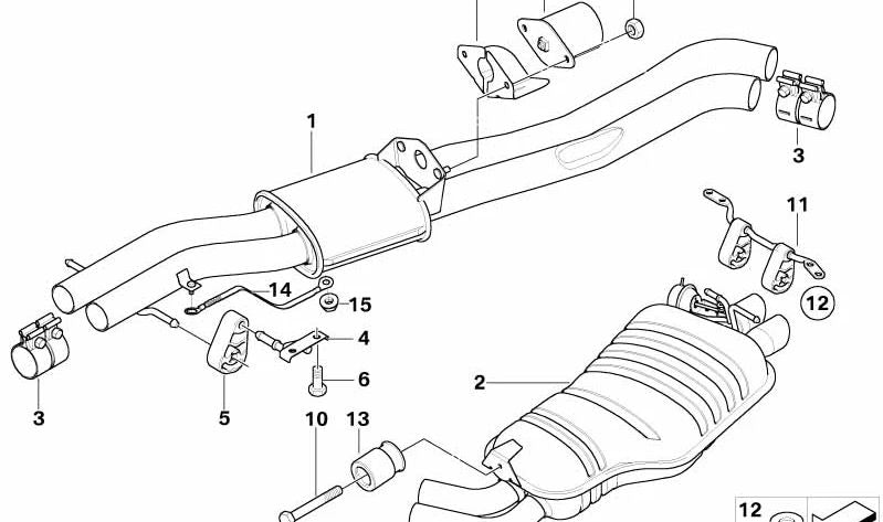 Rear silencer for BMW X3 E83 (OEM 18303415466). Original BMW