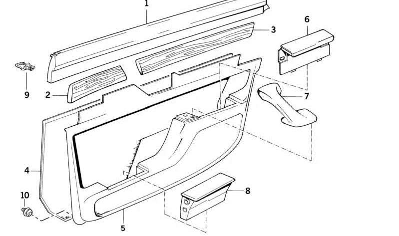 Rear right upper door trim for BMW E32 (OEM 51428101218). Original BMW.