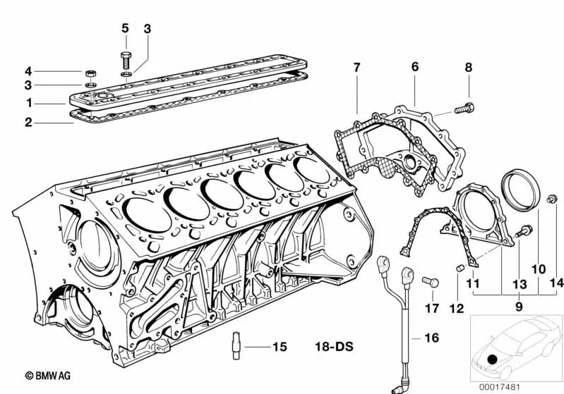 Tampa do motor OEM 11141704654 para BMW Série 7 E38 750i, 750iL e Série 8 E31 850Ci. BMW genuíno.