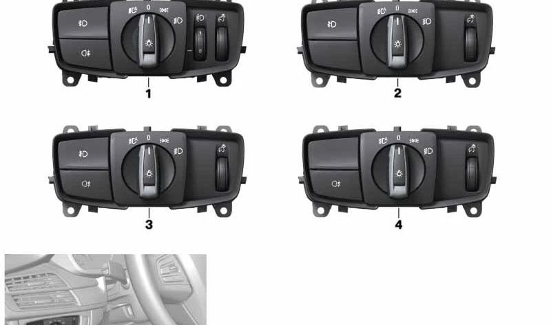 Interruptor luces OEM 61315A25499 para BMW F15, F85, F16, F86. Unidad de mando de luces original BMW.