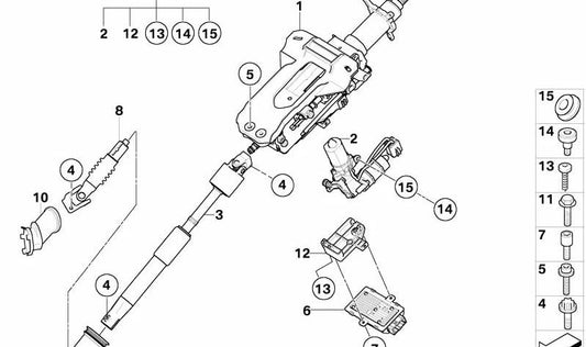 Módulo de control columna de dirección OEM 32306788716 para BMW E65, E66. Original BMW.