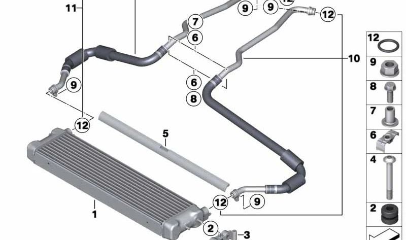 Junta labial OEM 17112284299 para BMW F10 M5, F06 M6, F12 M6, F13 M6. Compatible con motores S63T entre 2011 y 2018. Original BMW.