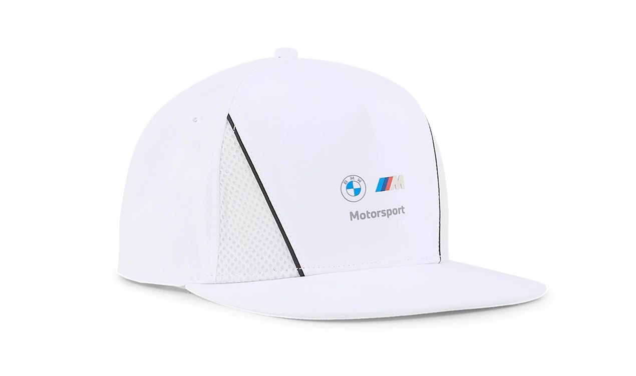 OEM 80165B5D0F0 Cappellino a visiera piatta bianco per BMW. BMW originale.