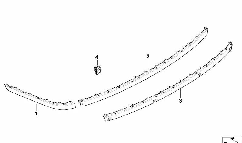 Moldura central paragolpes trasero imprimada OEM 51127142223 para BMW E65 y E66. Original BMW.
