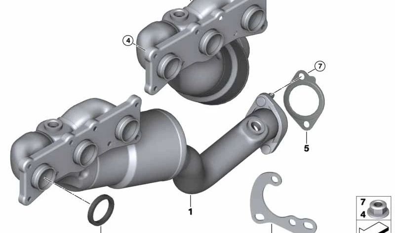 Junta plana escape OEM 18107549447 para BMW E81, E82, E87, E88, E90, E91, E92, E93, E60, E61, F10, F11, E63, E64, E65, E66, F01, F02, E84, E83, F25, E85, E86, E89. Original BMW.