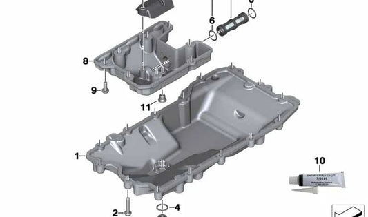Cárter de aceite cárter seco OEM 11418565777 para motos BMW F750GS, F850GS, F900R, F900XR y más. Original BMW Motorrad.