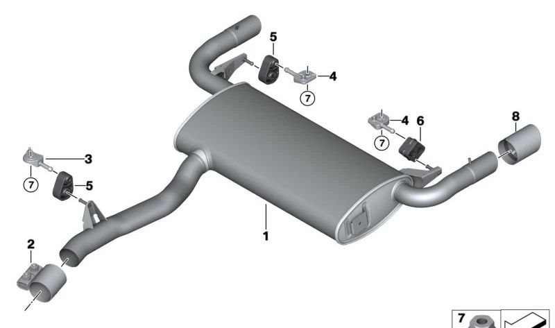 Silencioso trasero OEM 18309887631 para BMW G02. Original BMW.
