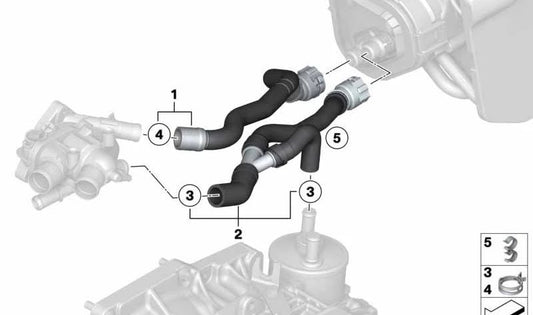 OEM 64217606001 engine and radiator tube for Mini R56, R56 LCI, Clubman R55, Cabrio R57, Coupé R58, Roadster R59, Countryman R60, Paceman R61. Original Mini.