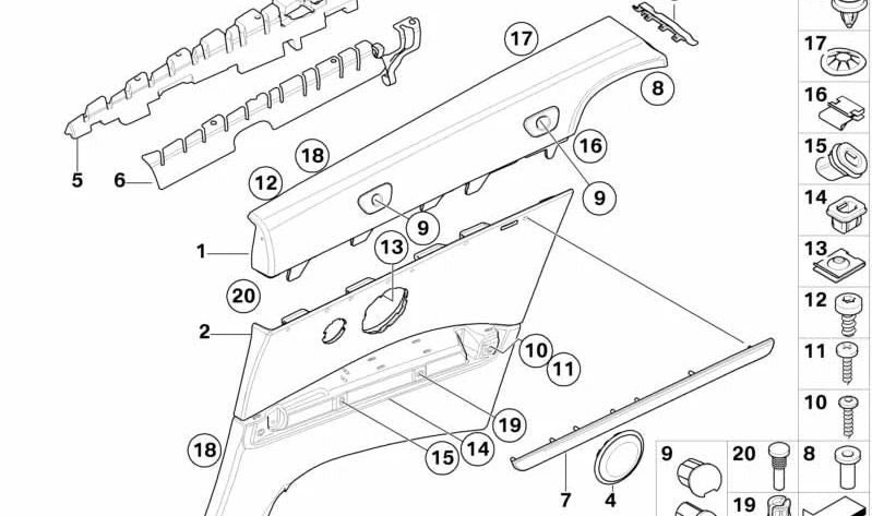 Remache de inserción OEM 07147209650 para BMW E81, E82, E87, E88, E93. Original BMW.