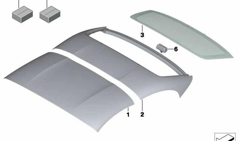 Dachschale frontal para BMW Z4 E89 (OEM 41007222077). BMW original.
