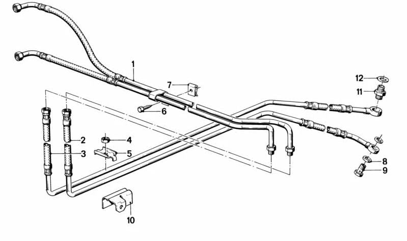 Tubo de refrigeración de aceite OEM 17221177185 para BMW E23. Original BMW.