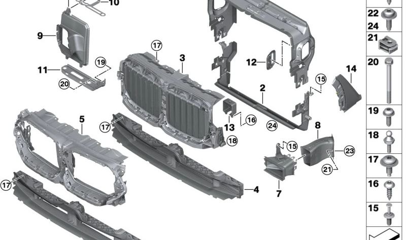 Conducto de aire derecho para radiador OEM 51747446182 para BMW G06 (X6). Guía de aire original BMW para mejorar la ventilación del radiador. Compatible solo con BMW G06. Original BMW.