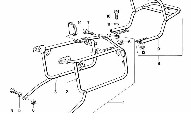 Soporte de alforjas OEM 46541240944 para BMW R50. Original BMW Motorrad.