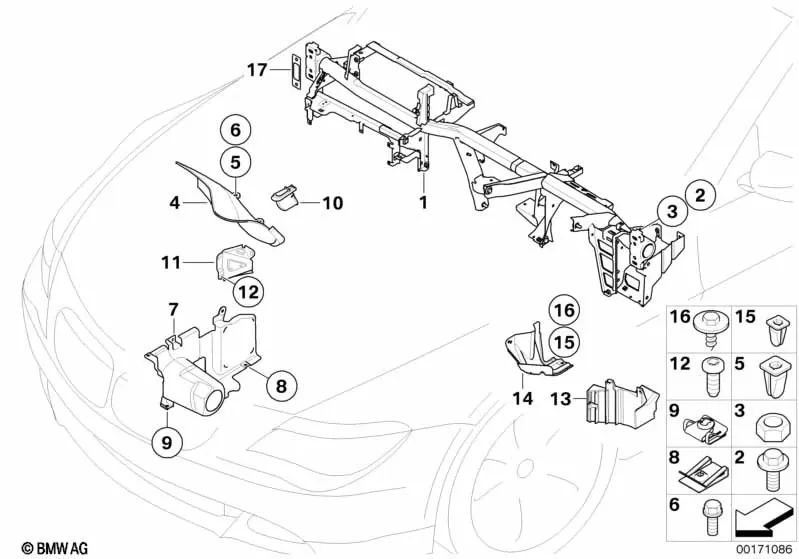 Muro di divisione sinistra per la BMW 5 E60 Series, E61N, Serie 6 E63, E64 (OEM 51717897083). BMW originale.