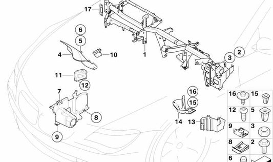 Tabique separador izquierdo OEM 51717050671 para BMW E60, E60N, E61, E61N, E63, E63N, E64, E64N. Original BMW.