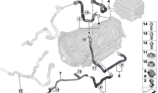 Soporte para manguera OEM 11537599271 para BMW F01, F02, G05, G06, G07, G09. Original BMW.