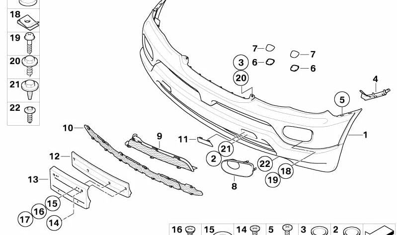 Griglia inferiore per BMW E53 (OEM 51117123956). BMW originale
