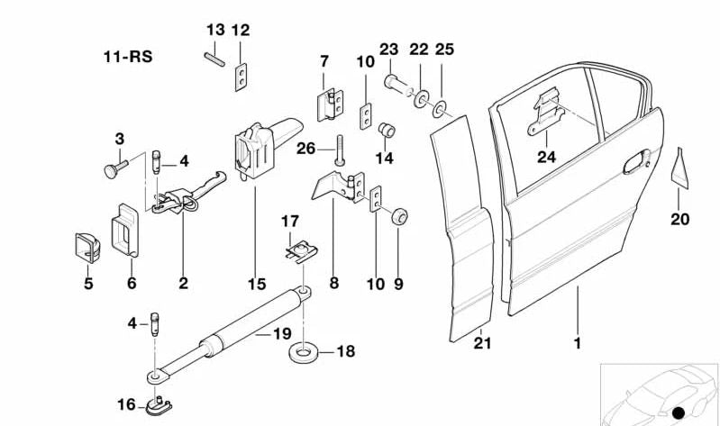OEM rear door stop 51228171672 for BMW E38. Original BMW.