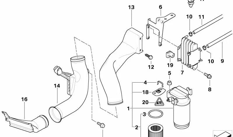 Conducto de aire OEM 13322248846 para BMW Serie 7 E38. Original BMW.
