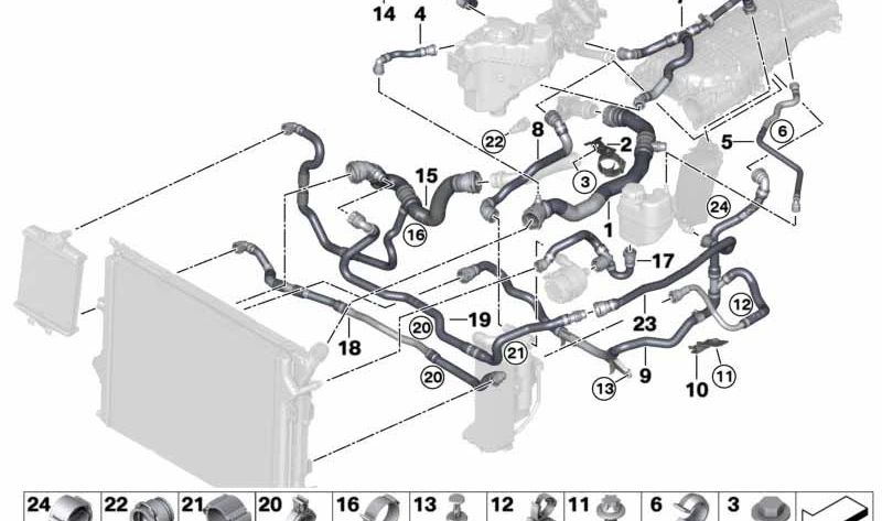 Kältemittel Kühlerschlauch für BMW F23, F33, F36 (OEM 17128678415). Original BMW