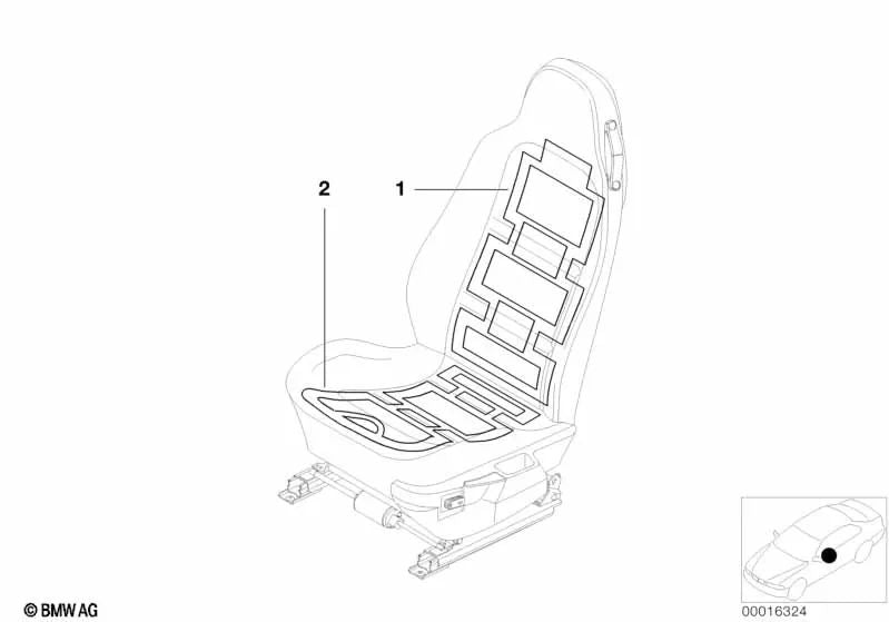 Backrest heating element for BMW (OEM 64112495573). Original BMW.