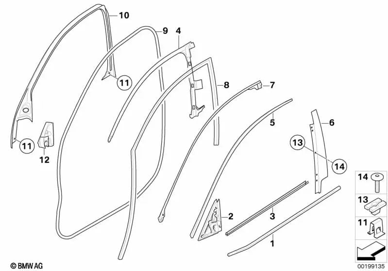 Cubierta pozo exterior puerta delantera derecha OEM 51338035550 para BMW X6 E71, E72 Hybrid. Original BMW.