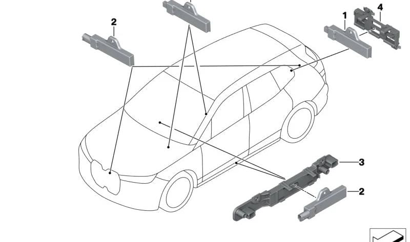 Soporte Base Antena Comfort Access OEM 65205A0B809 para BMW G20, G21, G22, G23, G26, G42, G80, G81, G82, G83. Original BMW.