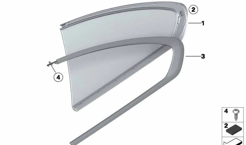 Cubierta ventanilla lateral derecha para BMW Serie 6 F13, F13N (OEM 51357255592). Original BMW