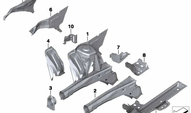 Soporte amortiguador de impacto izquierdo OEM 41112754635 para MINI R55, R56, R57, R58, R59, R61, F55, F56. Original MINI.