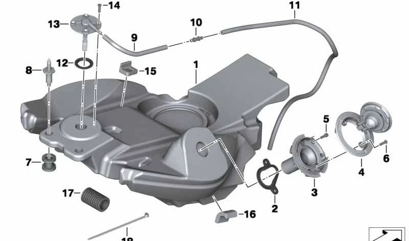 Depósito de combustible OEM 16117713958 para motos BMW F 800 GT, F 800 R. Original BMW Motorrad.