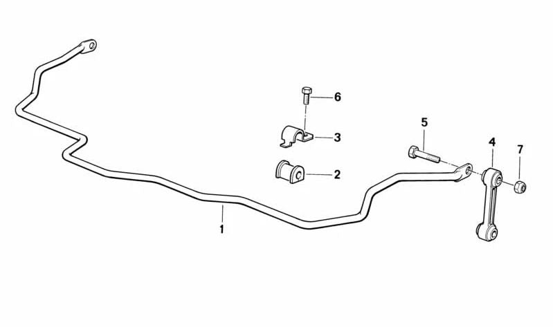 Barra estabilizadora trasera OEM 33552227321 para BMW E31. Diámetro 17mm. Recambio original BMW.