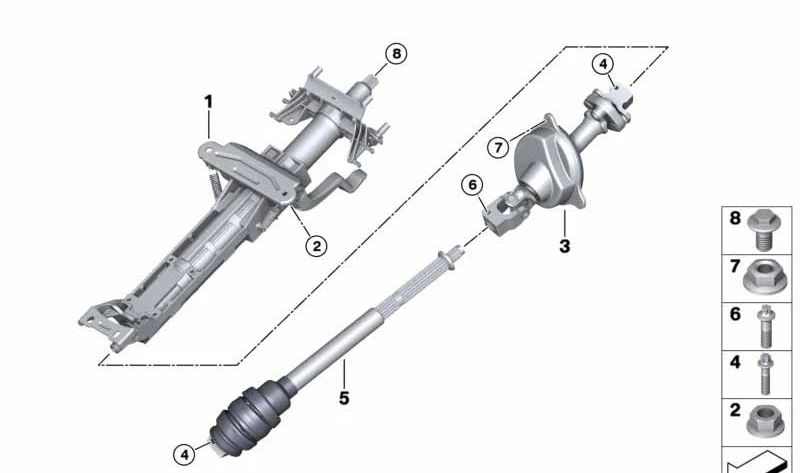 Mecanismo ajuste columna dirección OEM 32306896189 para BMW G30, G31, G32 {518d, 520d y variantes}. Original BMW.