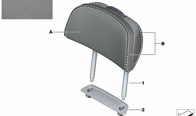 Tapa trasera reposacabezas asiento confort OEM 52207990282 para BMW G11, G12. Color caramelo. Pieza original BMW.