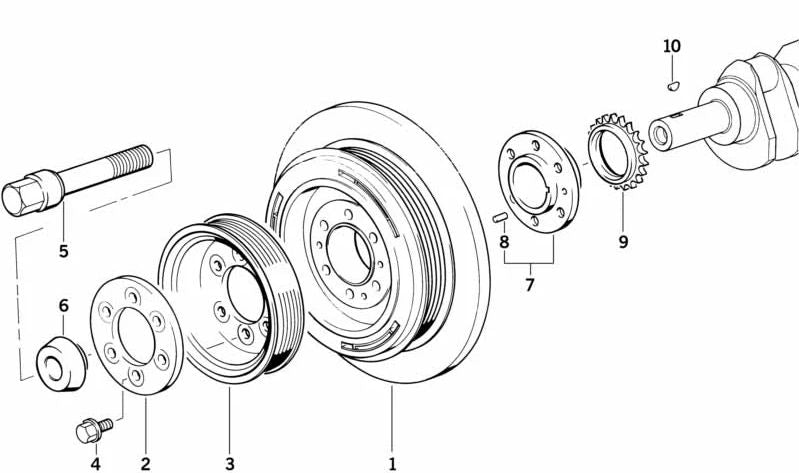 Polea del aire acondicionado OEM 64552244376 para BMW E36, E34, E39, E38. Original BMW.