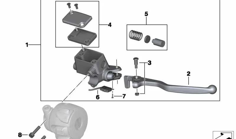 Ensemble de frein à main OEM 32727714787 pour motos BMW G 650 GS, G 650 GS Sertão. BMW Motorrad d'origine.