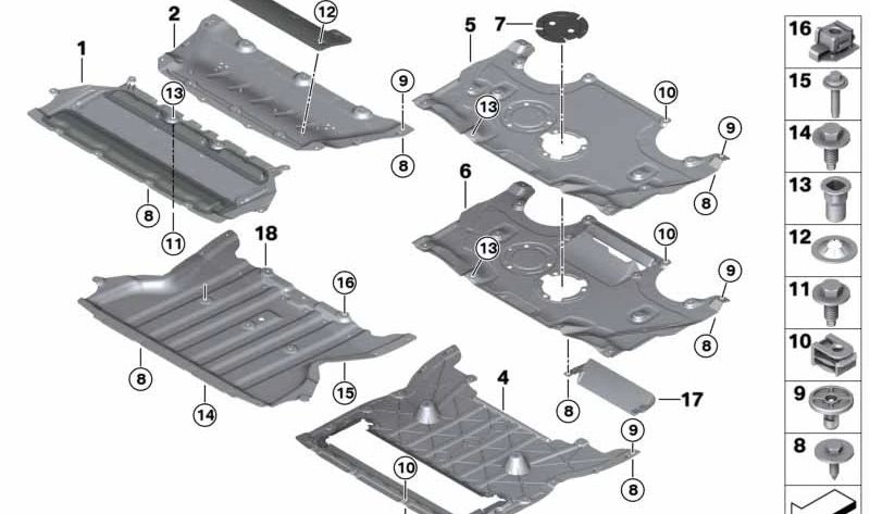 Cubierta protectora del motor OEM 51758060091 para BMW F90 y F90N. Pieza original BMW.
