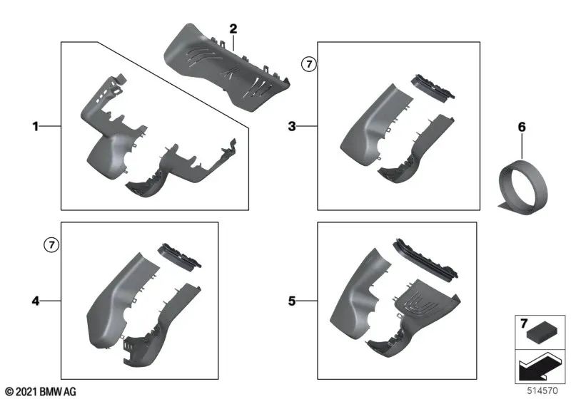 Cubiertas de bases de retrovisores OEM 51167945223 para BMW G20, G80, G21, G22, G30, X3, X5, Z4... y más. Original BMW.
