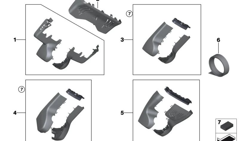 Juego de tapas de base de retrovisor OEM 51167945222 para BMW G42, G87, G20, G21, G28, G80, G81, G22, G23, G26, G82, G83, F91, F92, F93, G14, G15, G16, G01, G05, G07, G29, i3. Original BMW.