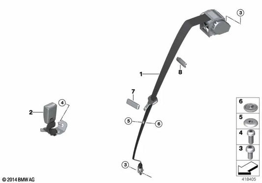 OEM 72117309362 Äußerer hinterer oberer Riemen für BMW 1' F20, 3' F31, 4' F32, 4' F36... und mehr. Original BMW.