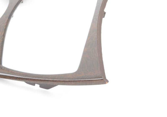 Moldura consola central madera Platane OEM 51167053114 para BMW E85, E86. Original BMW.