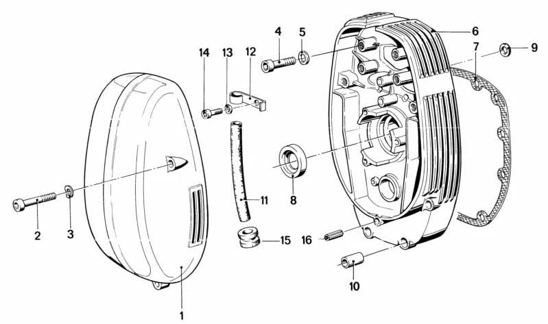 Tapa de cadena negra OEM 11141335020 para BMW R45, R65, R65LS, R80, R100. Original BMW Motorrad.