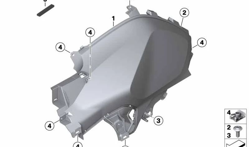 Remate depósito derecho blanco OEM 46638563504 para motos BMW R1200GS, R1250GS (K50). Original BMW Motorrad.
