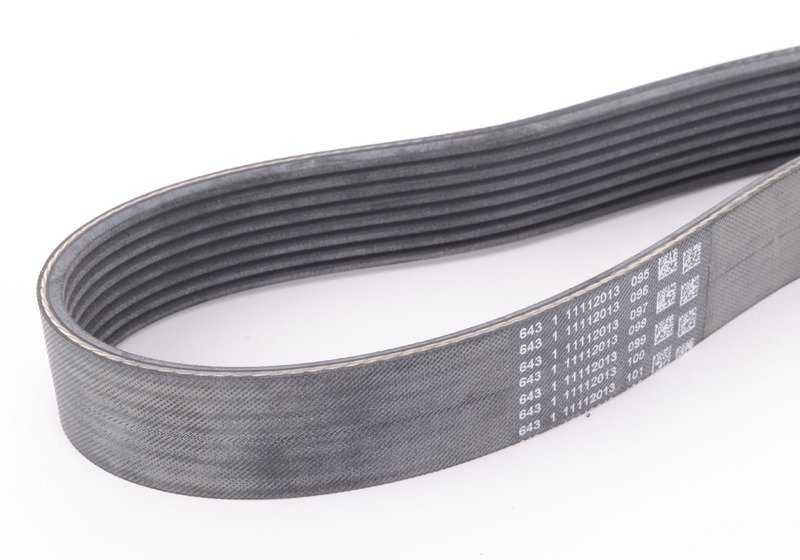 Correa poli V OEM 11287634195 para BMW F45 225xe, I12 i8, I15 i8. Compatible con modelos híbridos y eléctricos. Original BMW.