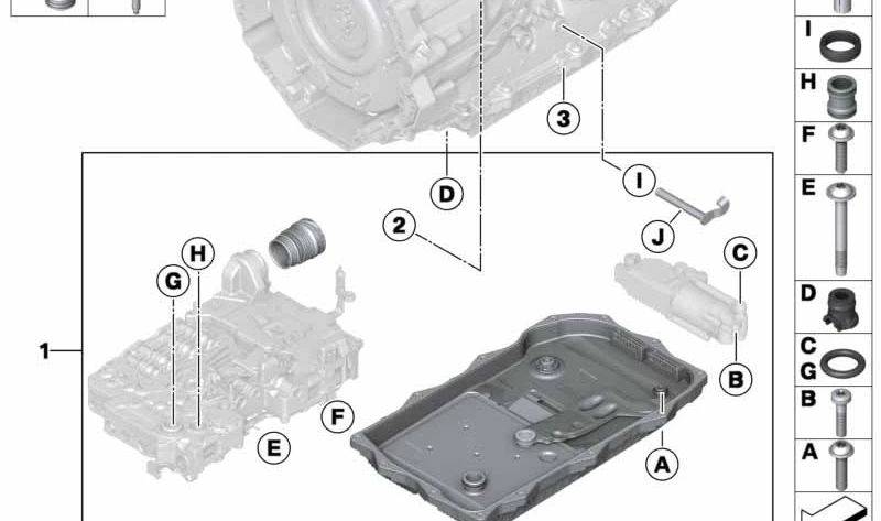 Kit de reparación de eje selector OEM 24508632197 para BMW F30, F10, F01, F02. Original BMW.